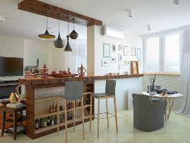 Фото стильной барной стойки на кухню от дизайнеров АВР-Комфорт