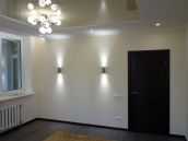 Фото ремонта гостиной с натяжным потолком в квартирена улице Ахматовой