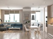 Фото дизайна кухни-студии в квартире на улице Бакинской в Киеве