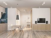 Фото дизайна гостиной и кухни в квартире на улице Бакинской в Киеве