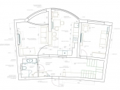 Планировка дизайна интерьера первого этажа двухуровневой квартиры на Днепровской набережной