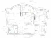 Планировка дизайна интерьера второго этажа двухуровневой квартиры на Днепровской набережной