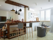 Фото из дизайн проекта интерьера двухуровневой квартиры на Днепровской набережной