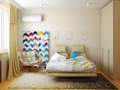 Фото дизана интерьера комнаты двухуровневой квартиры на Днепровской набережной в Киеве