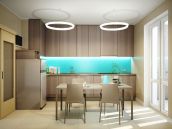 Фотография дизайна интерьера кухни в трехкомнатной квартире на улице Большой Китаевской