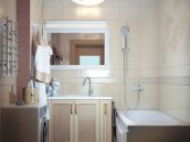 Фото дизайна интерьера ванной в трехкомнатной квартире на улице Большой Китаевской