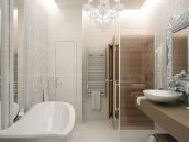 Фото дизайна интерьера ванны с сауной для квартиры в Новопечерских липках