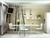 Фото интерьера кухни с рисунком на стене для квартиры на Виноградаре в Киеве